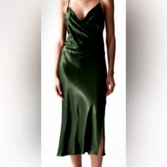 zara green backless dress Zara satin green backless mini #zara #minidress #satin